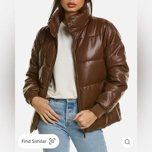 Sam Edelman faux leather brown puffer